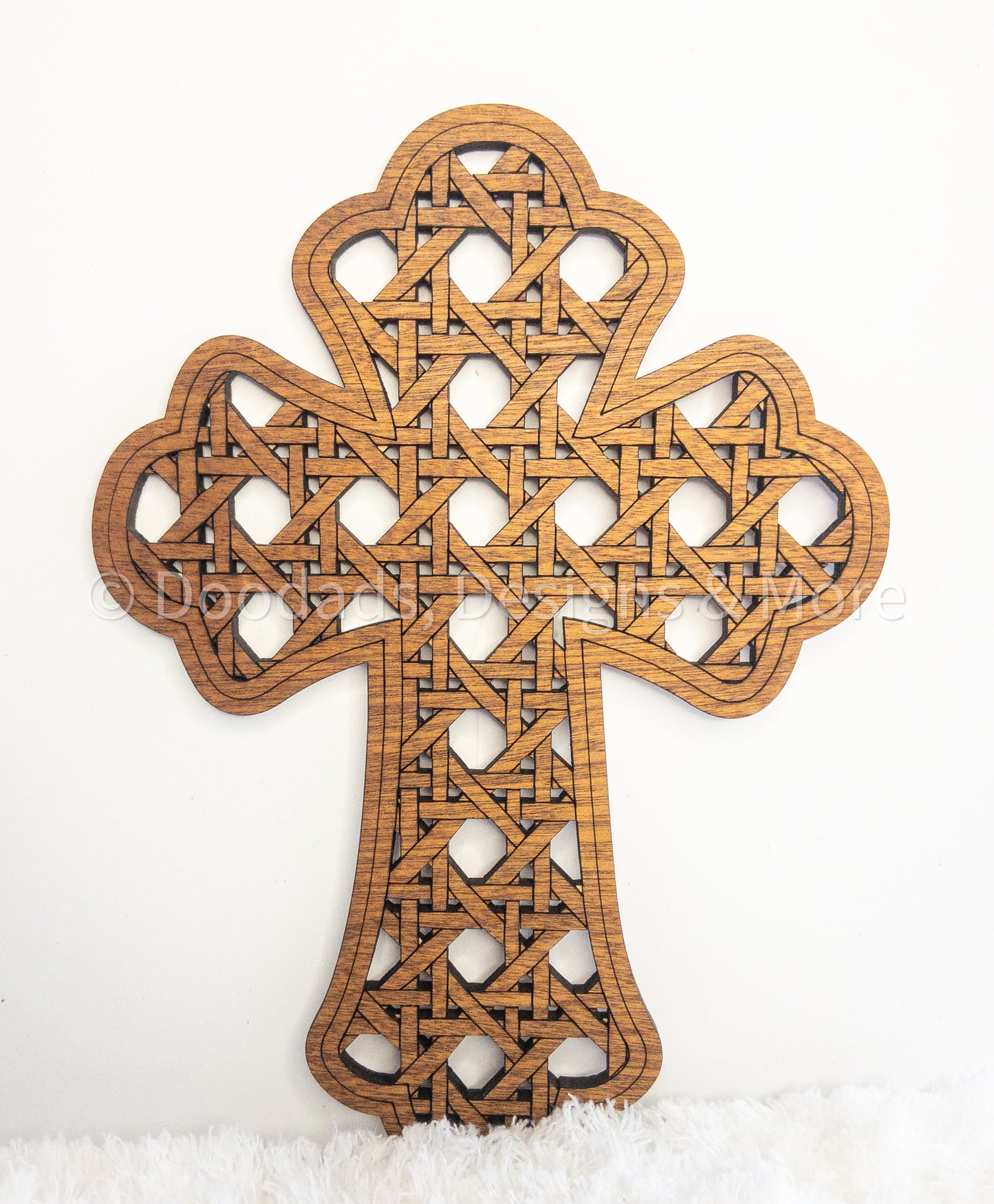 Cane Weave Rattan Wood Celtic/Easter Cross