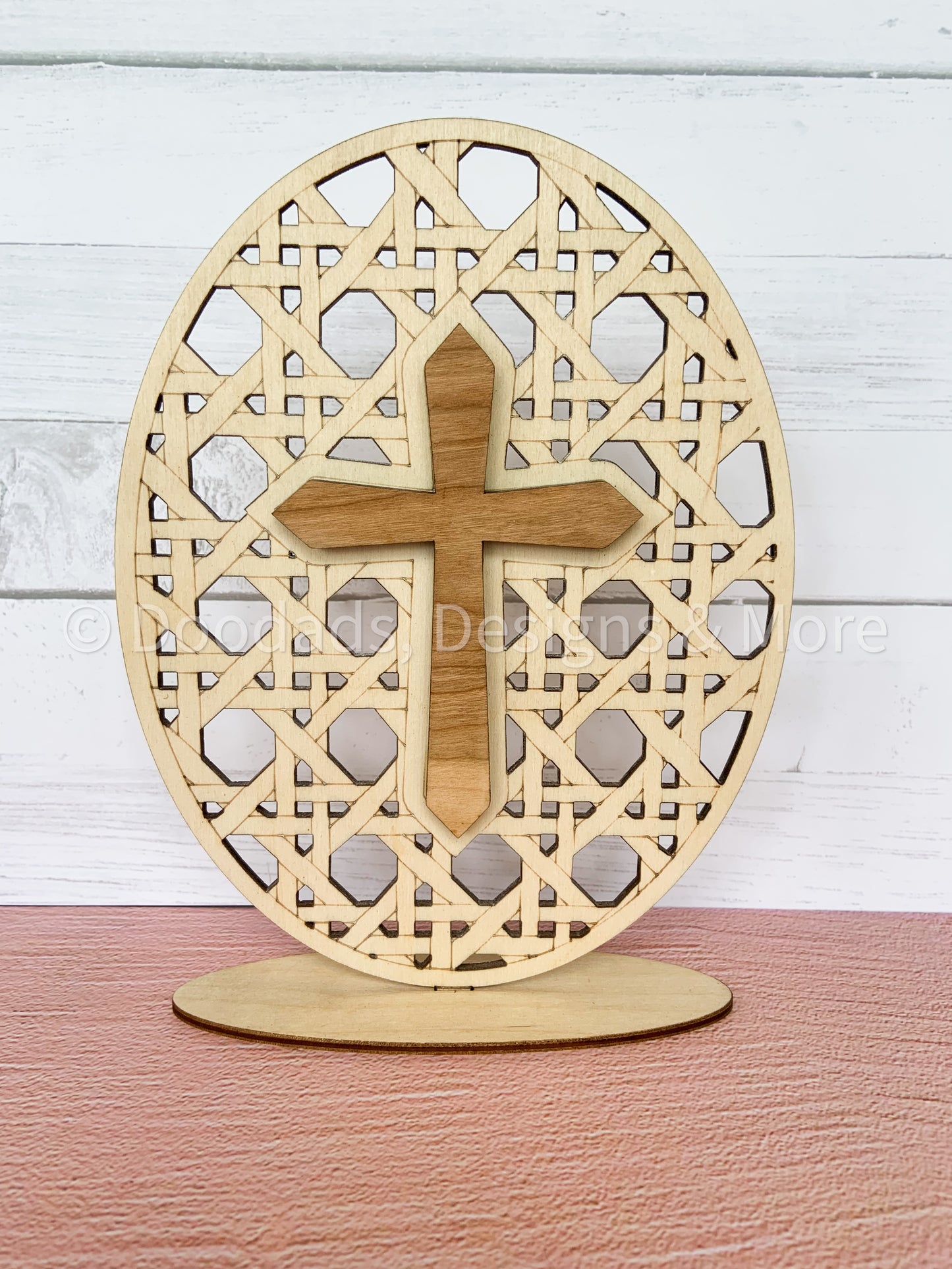 Two Layered Cane Weave Cross Display